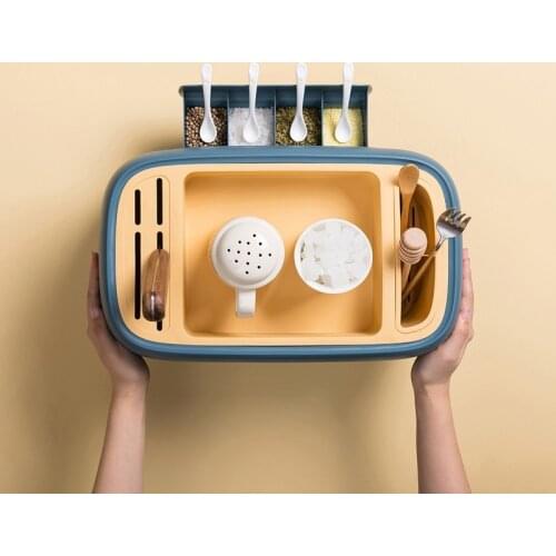 Seasoning Box Kitchen Organizer Household Supplies Storage Box Spice Jar Bottles and Tableware Rack Set Knife Holder All In One