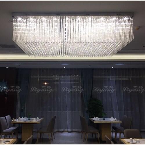 Custom Rectangular LED Crystal Light Villa Living Room Light Hotel Lobby Light Meeting Room Ballroom Jewelry Store