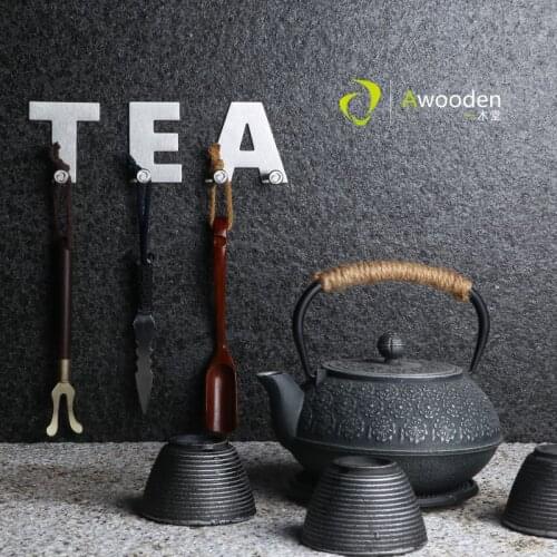 Awooden self adhesive hook hanger letter shape stainless steel wall mounted nails free home storage for kitchen tea room