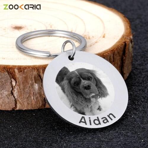 Custom DIY Dog Photo Keychain Personalized Dog Tag Custom Pets ID Tags With Photo Dog Collar Tag Puppy Gifts Dogs Accessories