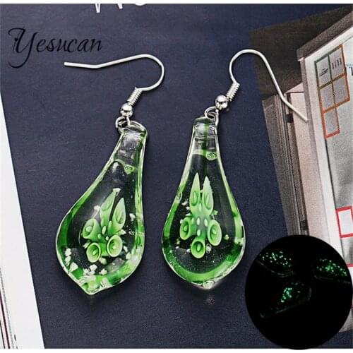 Teardrop Flower Drop Earring Jewelry Making Earrings Glass Dangle Earrings Fluorescent Women Party Earrings Women Jewelry