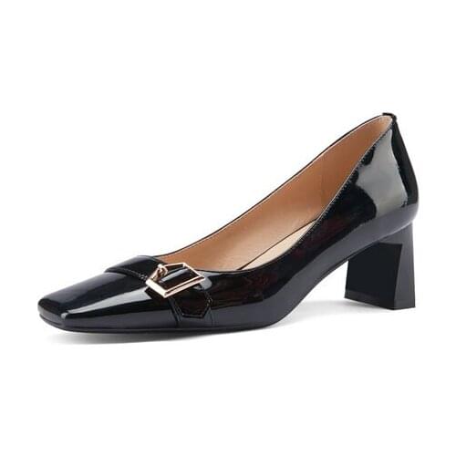 Salu High Quality Genuine Leather Square Toe Women Pumps Spring Summer New Arrival Party Shoes Woman Shallow High Heels Pumps