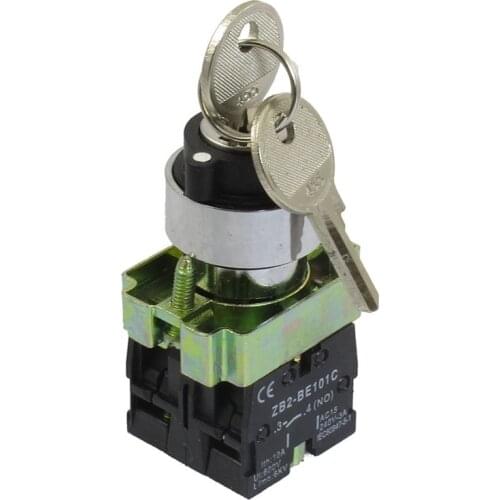 Quality 22mm Locking 2 NO Three 3-Position Keylock Selector Select Switch ZB2-BE101C