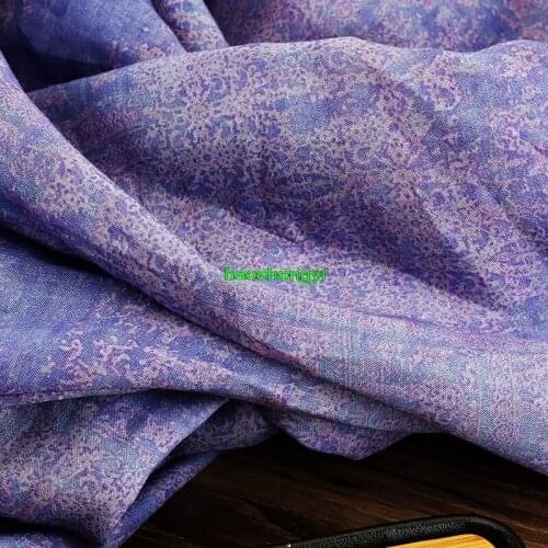 High quality printed ramie garment fabric, loose dress robe fabric