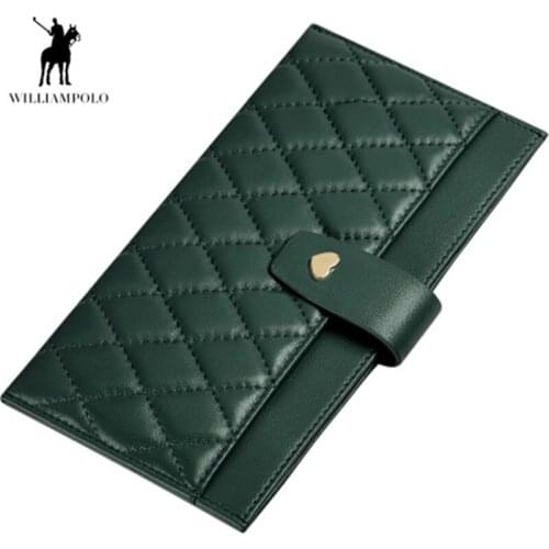 WilliamPolo womens wallet Anti-theft brush long leather ladies ultra-thin card bag large capacity wallet simple clutch women