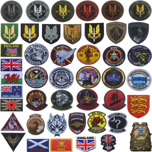 United Kingdom France Brazil Flag Badges PVC Patch Army Military Tactical Embroidery Hook Patches for Jackets Caps Bags Clothes