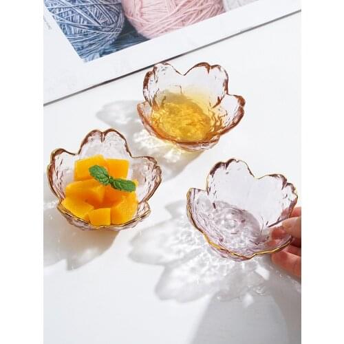 1pc Japanese Pink Cherry Glass Seasoning Dish Sauce Dish Small Vinegar Dish Small Plate