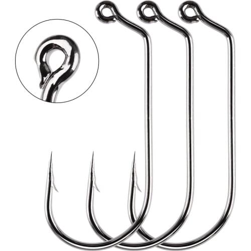100pcs Fishhooks 120 Degree High Carbon Steel Jig Lure Fishing Hooks Black Nickle 32786 Pesca Circle Fishing Hook Set 1/0#-5/0