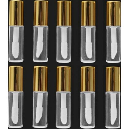 10Pcs1.2ml Mini Empty Tubes Bottle Transparent PE Gloss Plastic Lip Balm Tube Lipstick Sample Cosmetic Container With Cap
