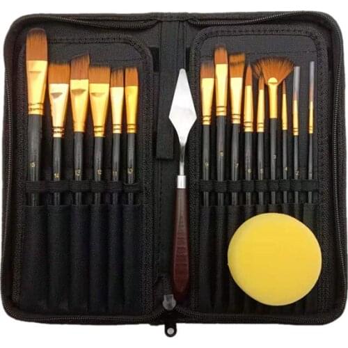 15 Pcs Black Oil Paint Brush Sets Artist Paint Brush Kit For Acrylic Oil Watercolour Scale Model Painting