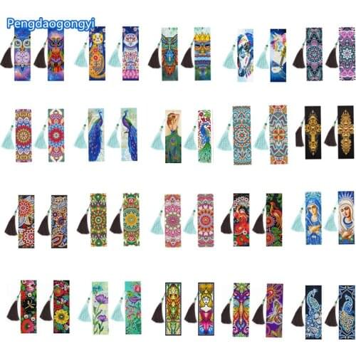 2PCS/Set Diamond Painting Bookmark 5D DIY Special Shaped Diamond Art Leather Tassel New Arrivals Embroidery Cross Stitch