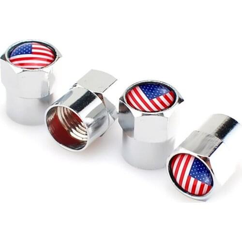 4 pcs Wheel Tire Valve Stem Caps Anti Theft Caps America Flag Alloy Tyre Valve Dust Air Caps Bike Moto Car Airtight Covers