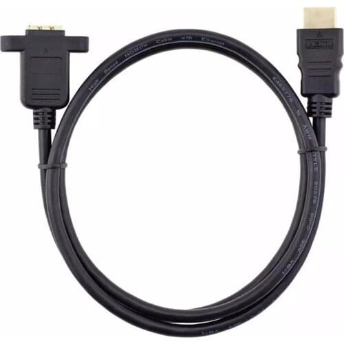 5pc/lot HDMI cable male to hdmi A type Female extension cable 19pin 3D with Screw Hole Lock Panel Mount Cable 100cm 150cm