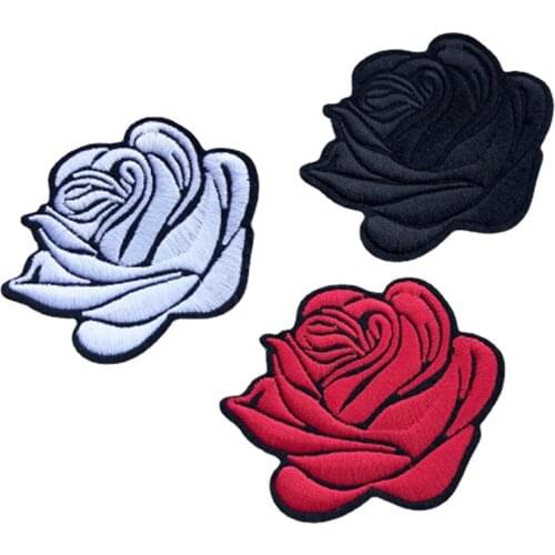 50pcs/lot Self-adhesive Embroidery Patches Rose Flower Sticker Jacket Jean Backpack Clothing Decoration Accessories Diy Applique