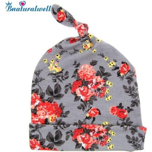 Bnaturalwell Floral Newborn Hat Girl Baby Hat Organic Cotton Hat Knotted Cap Organic Cotton beanie New Born Infant Gift 1pc H825