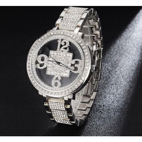 D&Z Iced Out Bling Diamond Watch Quartz Fashion Square Couple Watch Wrist Jewelry For Couple Zinc Alloy Watch