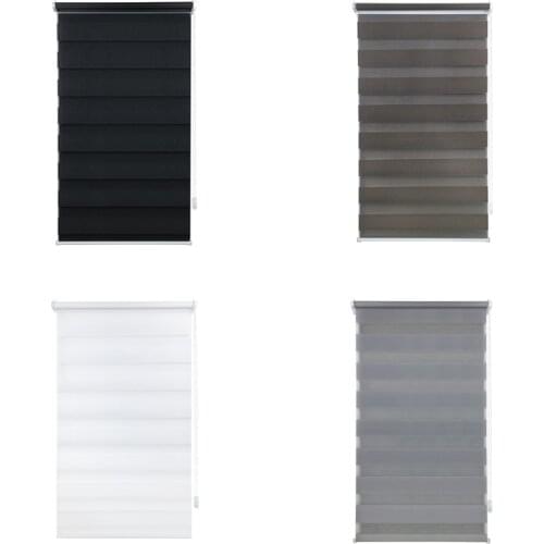 D08D Easy Fix Zebra Roller Blind Day Night Blinds Curtains with Install Accessories