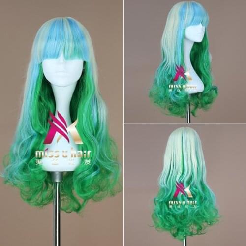 New Mori girl long curly Cosplay wig for women green Synthetic hair Heat Resistant High Temperature Fiber costume party