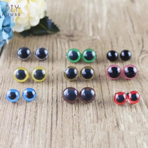 100Pcs 8mm-12mm Color Plastic Safety Eyes DIY Craft Supplies Plush Toys Animal Dolls Amigurumi Eyeballs Decor Screw Googly Eyes