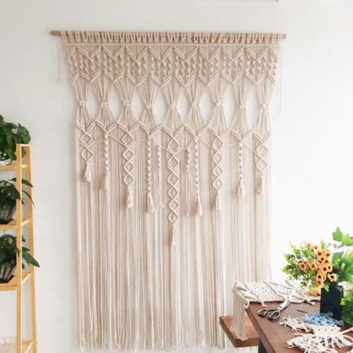 Boho Tapestry Wall Hanging Macrame Woven Door Curtain Divider Hanging Dream Catcher Tapestry For Bedroom Living Room Decor