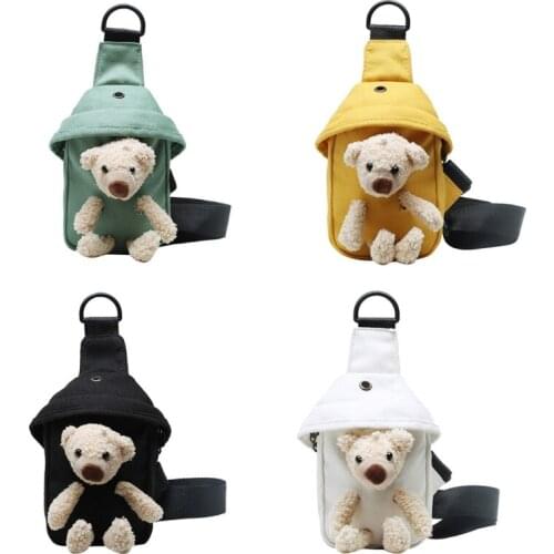 Cute Bear Canvas Wild Chest Bag Trendy All-match Messenger Women Casual Daily 20CA