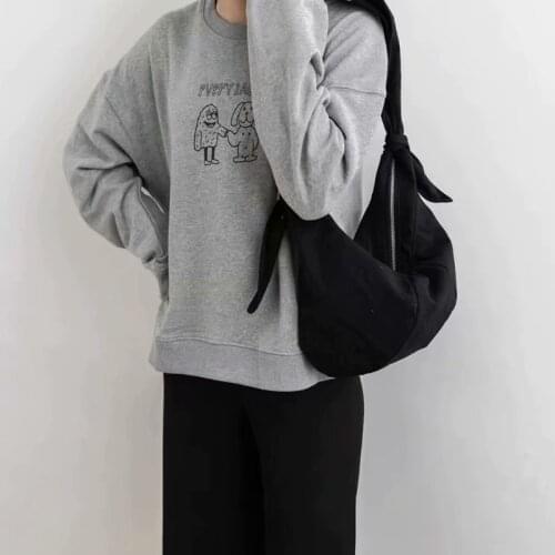 Bow Canvas Hobos Shouder Bags for Women 2021 New Fashion Cotton Zipper Crossbody Underarm Bag Girls Messenger Bag Purses Handbag