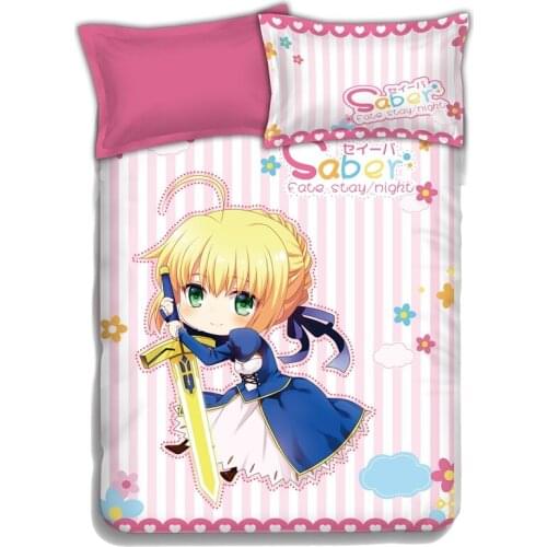 Anime Fate Stay Night Saber Four Bedding Sets Duvet Cover Bed Sheet Linen Fitted Sheet Full