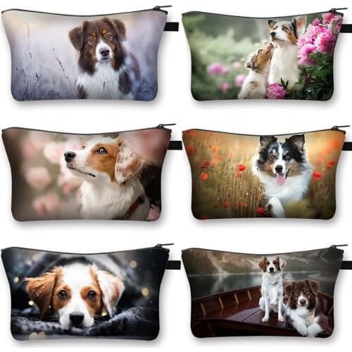 Shepherd Dog Cosmetic Bag Cute Dog Print Makeup Bags Storage Bag Woman Shopping Coin Purse Portable Cosmetic Case