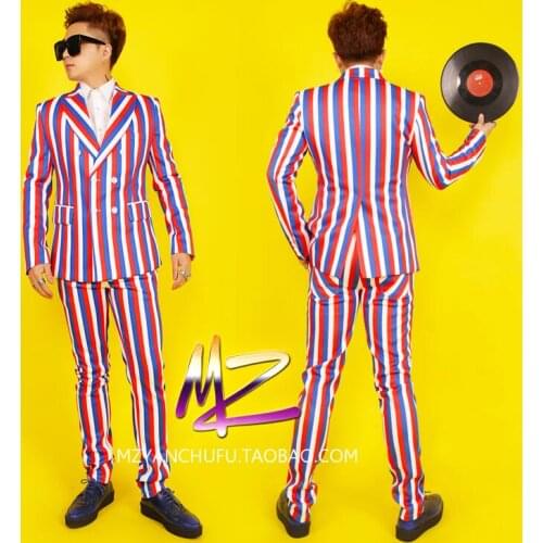 Summer mens new male singer DJ costumes nightclub guests stage wear bar suit suit personality suit