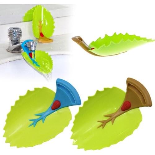 Creative Cartoon Childrens Faucet Extender Hand Washing Auxiliary Leaf Sink Portable Bathroom Bathtub Blue Brown Leaf Veins