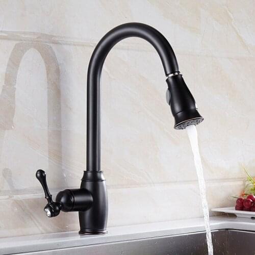 Kitchen Luxury ORB Black Pull Down basin Faucet Wholesale New arrival Solid Brass Swivel Pull Out Spray Gooseneck Sink Mixer Ta