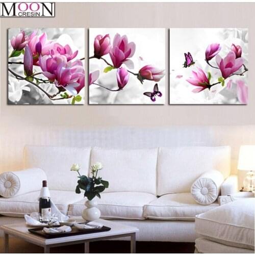 MOONCRESIN DIY 5D Diamond Painting Cross Stitch Orchids Flowers Diamond Mosaic Square Drill DIY Diamond Embroider Decoration Kit
