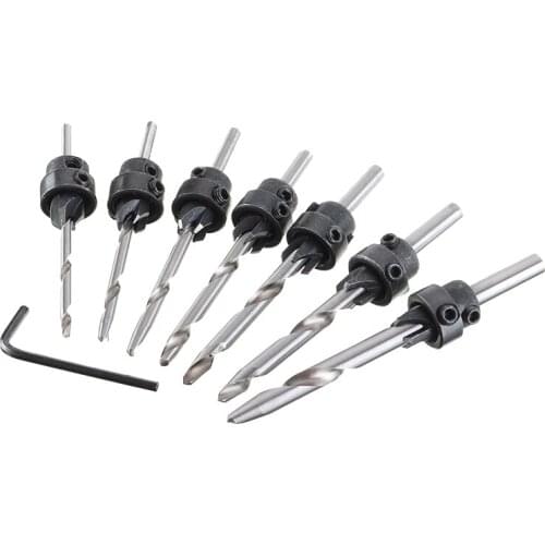 22pcs Wood Countersink Tapered Drill Bit Set Carpentry Reamer Woodworking Chamfer End Milling Wood Drill Bits