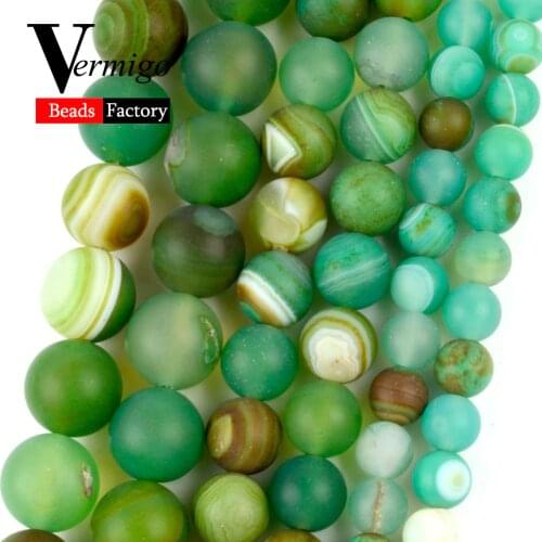 Natural Matte Green Agates Stone Round for Jewelry Making 6mm-10mm Spacer Beads Diy Bracelet Necklace Accessories Wholesale 15"
