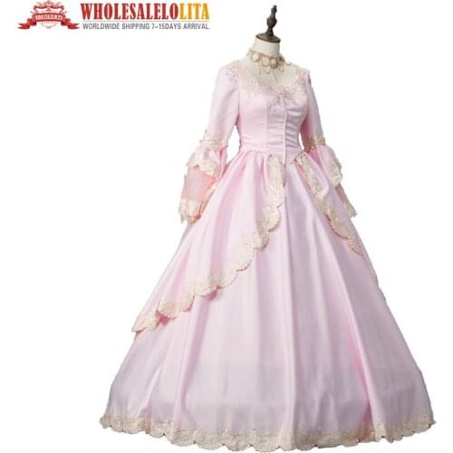 Pink Marie Antoinette Renaissance Princess Dress Ball Gown Reenactment Clothing Theater Costumes