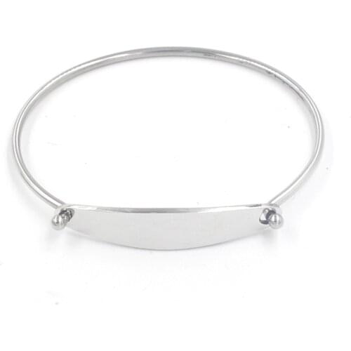 100% Stainless Steel Rectangle ID Bangle Blank For Engrave Metal Open Plate Bangles Mirror Polished Wholesale 5pcs