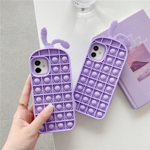 Reliver Stress 3D Cartoon rabbit Phone case For iphone 12 Mini 11 Pro XS Max X XR SE20 6 7 8 plus Antistress Sensory cute Cover