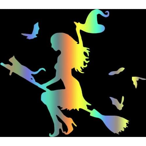 S51192 Various Sizes/Colors Car Stickers Vinyl Decal Witch Flying On Broom Motorcycle Decorative Accessories Waterproof