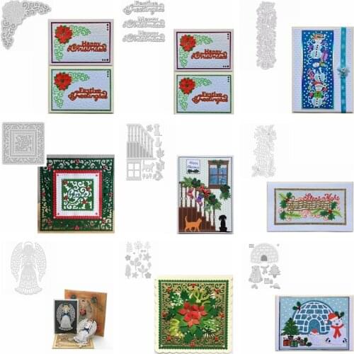 Happy Christmas Words Lace Music Note Corner Frame Stairs Window Flowers Angel Snowman Ornament Die Cut 2020 DIY Craft NEW