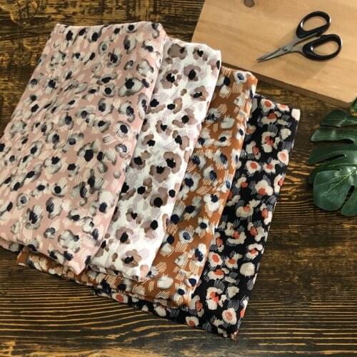 Spring Summer New Style Black And Brown Pink Leopord Pattern Printed Chiffon Clothing Fabric South Korean Silk Cloth Retro/1 M