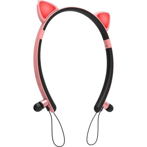 Cute Bluetooth 5.0 Cat Ear Headphones LED Light Gaming Headset Phone Earbuds Gamer Cascos Girl Music Helmet Cosque Children Gift