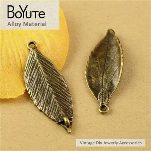 BoYuTe (60 Pieces/Lot) 34*13MM Antique Bronze Plated Zinc Alloy Leaf Connector Vintage Jewelry Findings Accessories