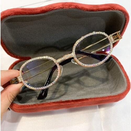 Blu-Ray Pretection Retro Round Sunglasses Women Vintage Steampunk Sun glasses For Men Clear lens Rhinestone sunglasses Oculos