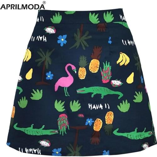 Vintage Character Animal Print Skirt Women High Waist Mini Fashion Ladies Slim Chic Streetwear Hip Hop Short Skater Faldas Femme