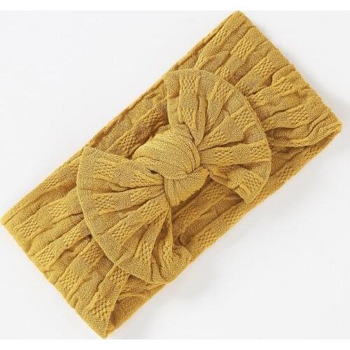 27 colors 2020 New Nylon Bow Headbands Braid Cable Knit Solid Wide Nylon Headbands Turban Baby Girls Head Wrap Hair Accessories