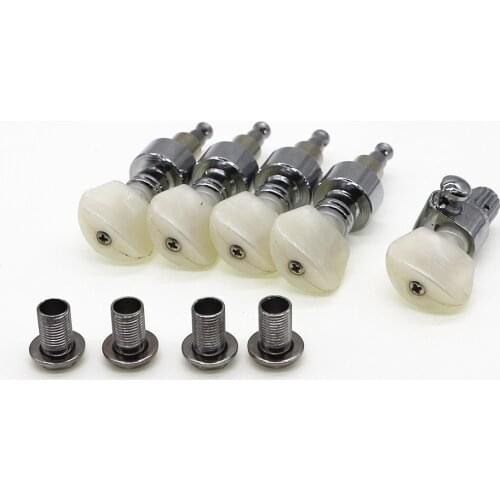 5pcs Banjo Machine Head Tuning Pegs Tuners Keys Geared Pearled Buttons Silver Instrument Accessories