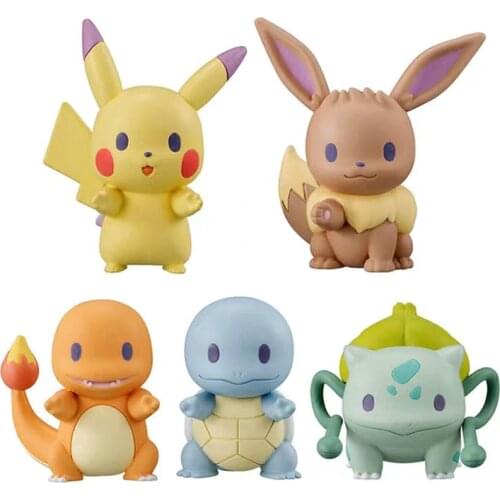 5PCS/set Pokemon Pikachu New Row of stations ornaments Capsule Collection Dolls Action Toy Figures Model Toys for Children