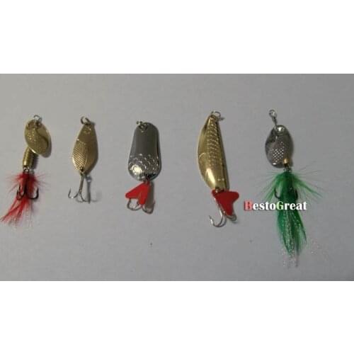 5PCS Spoon Fishing Lure Hook Bass Spinner baits 4~7.5g