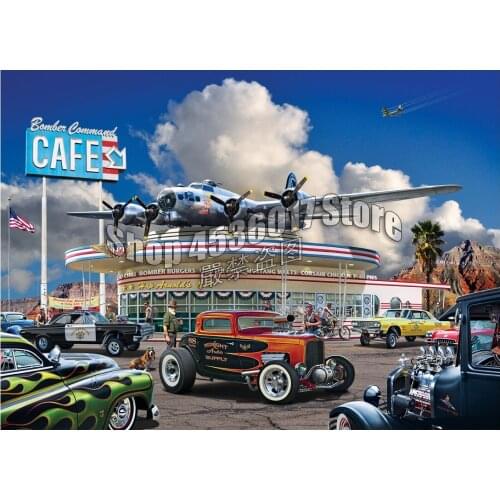 Bomber Command Cafe DIY 5D Diamond Embroidery Mosaic Home Decor Aviation Planes Cars full Diamond Painting Cross Stitch Kits