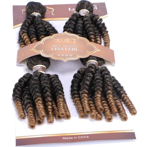 Angie Synthetic Funmi Curly Hair Bundles 4Pcs/Pack 18 18 20 20 inches Heat Resistant Hair Weaves Pure Color 2
